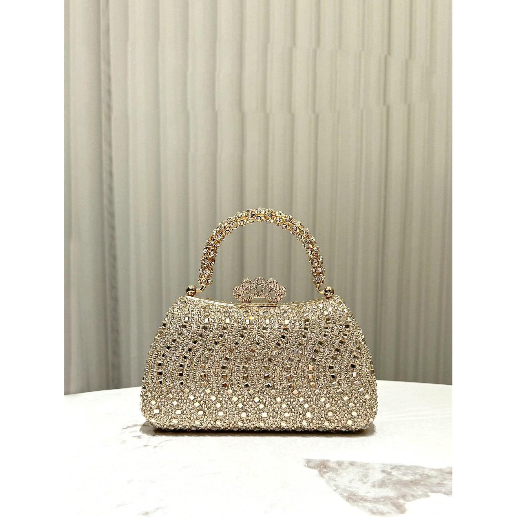 TEMU Sparkling & Evening Clutch Purse - Clutch Suitable For Prom, Bridesmaid Handbag With Crossbody Strap, ///, Formal Dinner Accessories For Valentines Gift