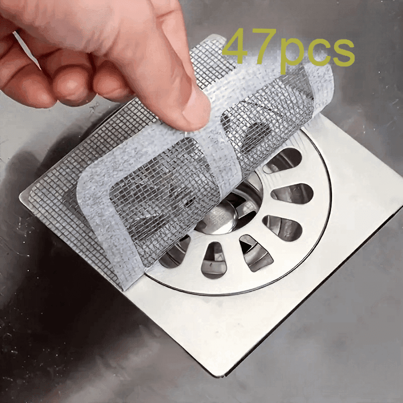 TEMU 47/94/200pcs Disposable Hair Stopper For Bathroom Bathtub - Shower Drain Hair Set With Floor Sink Strainer Filter Mesh Stickers, Plastic Hair Trap For Home Use