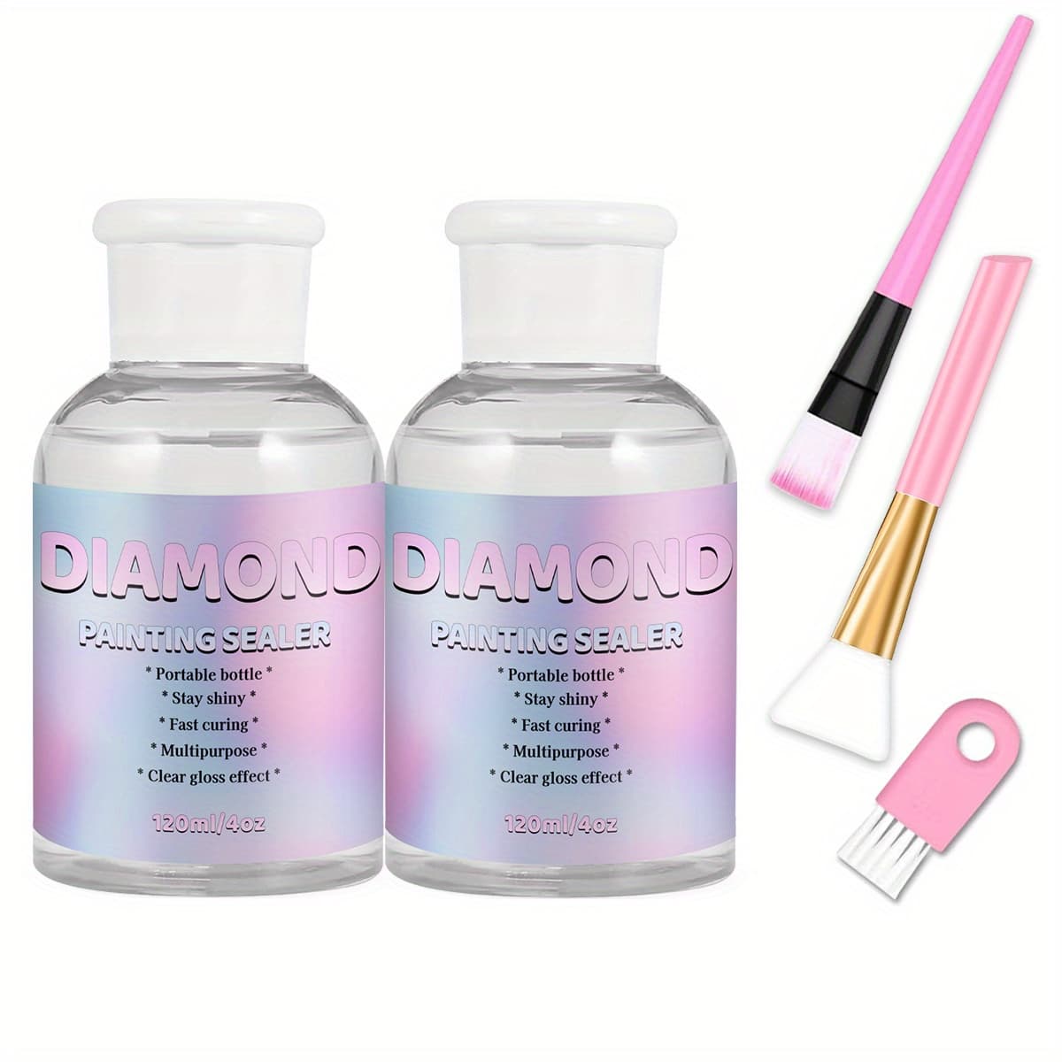 TEMU 240-480mldiamond Painting Sealant Set, Diamond Painting Set With Diamond Painting Glue, Glue For Protecting Diamond Paintings, Permanently Shining Sealant Set