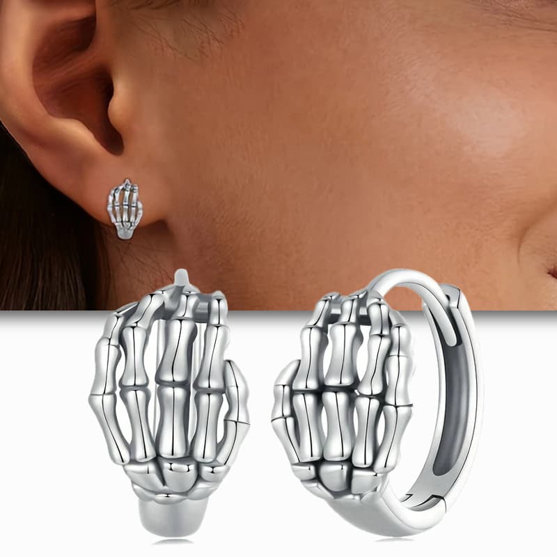 TEMU 1 Pair Gothic Skeleton Earrings - K Plated Hoops With Bone/claw/ankle/bone/claw/skeleton - Minimalist Gothic Jewelry For , Wear For Daily, Party, Punk, For Halloween Gift - Elegant