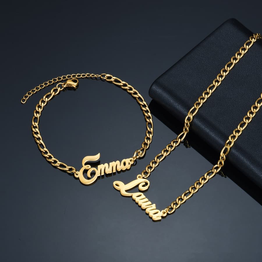 TEMU 2-in-1 Custom 304l 304l 304l 304l Stainless Steel Necklace Set - Personalized Name Letter Pendant, Unique Gift For Birthdays, Graduations, And Rock Parties