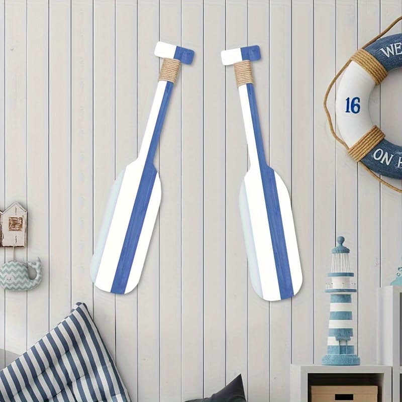 TEMU 2pcs Marine Style Coastal Boat Wooden Paddle Logo Decoration, Rustic Art Decor, Nautical Theme Wooden Listing, Boat Paddle Logo Home Decor, Restaurant Decoration Resort Style