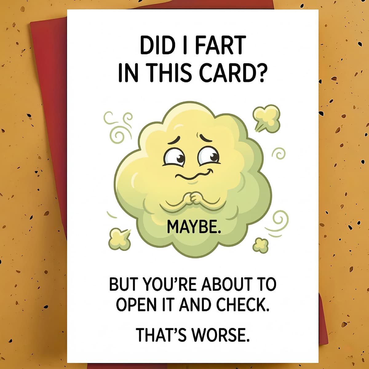 TEMU 1pc Funny "" Greeting Card For Best Friend, , Partner – Cartoon Fart Cloud Illustration, Card, With Envelope