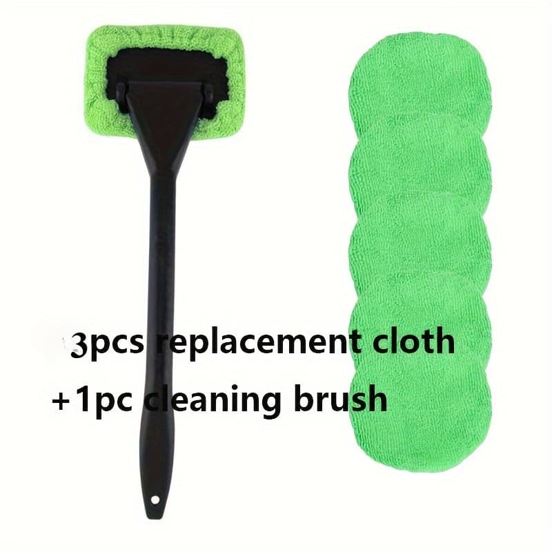 TEMU 1 Car Windshield Cleaning Brush With 3 Reusable Pads - For Interior, Exterior, Household Glass & Wash Brushes Car Glass Cleaning Tool, Without Battery