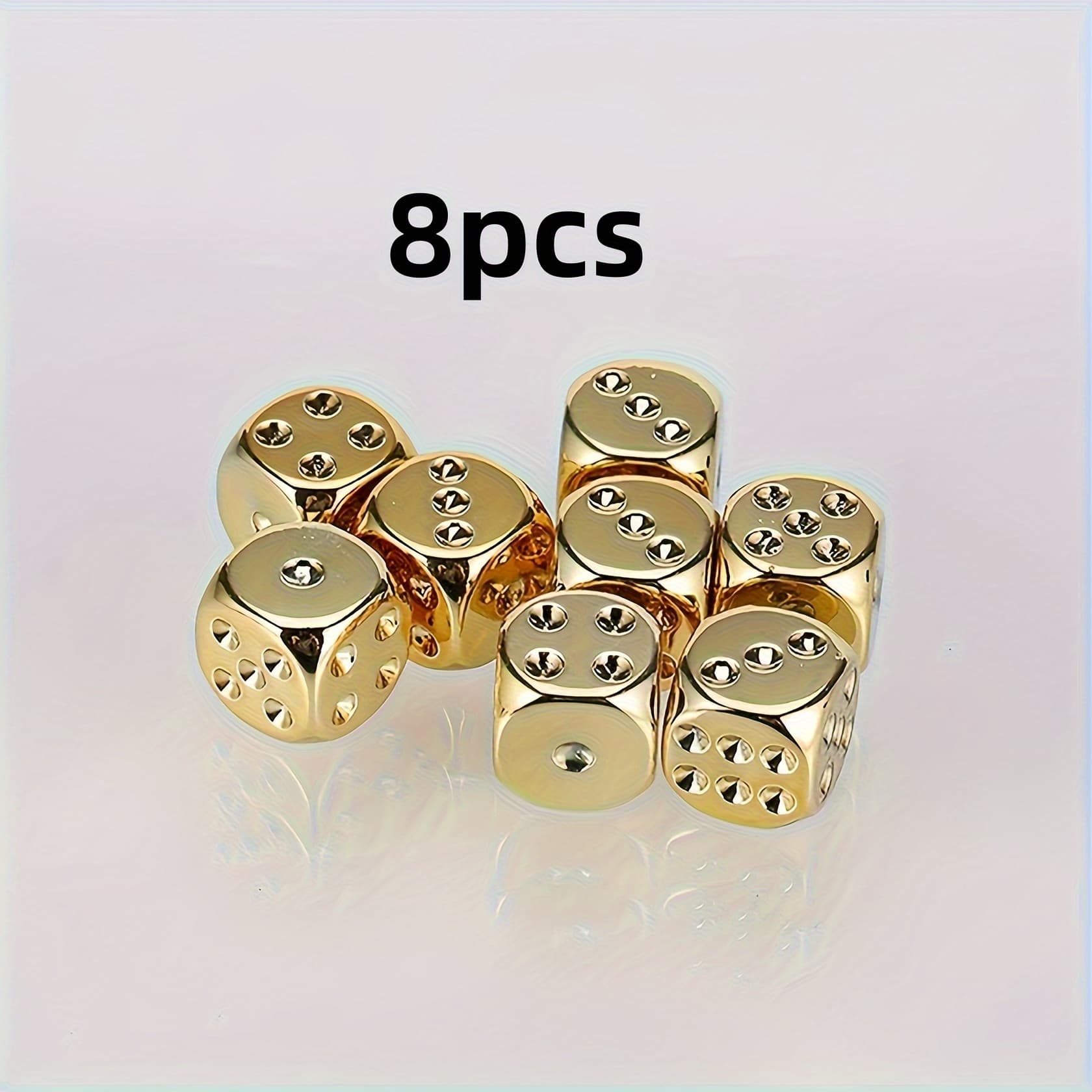 TEMU The 8pcs Set Of Golden Dice Is A Must-have For Multiplayer Party Games, Including D6 Rolling Dice, Suitable For Club Parties, Family Games, Christmas, Valentine's Day, Halloween, Thanksgiving
