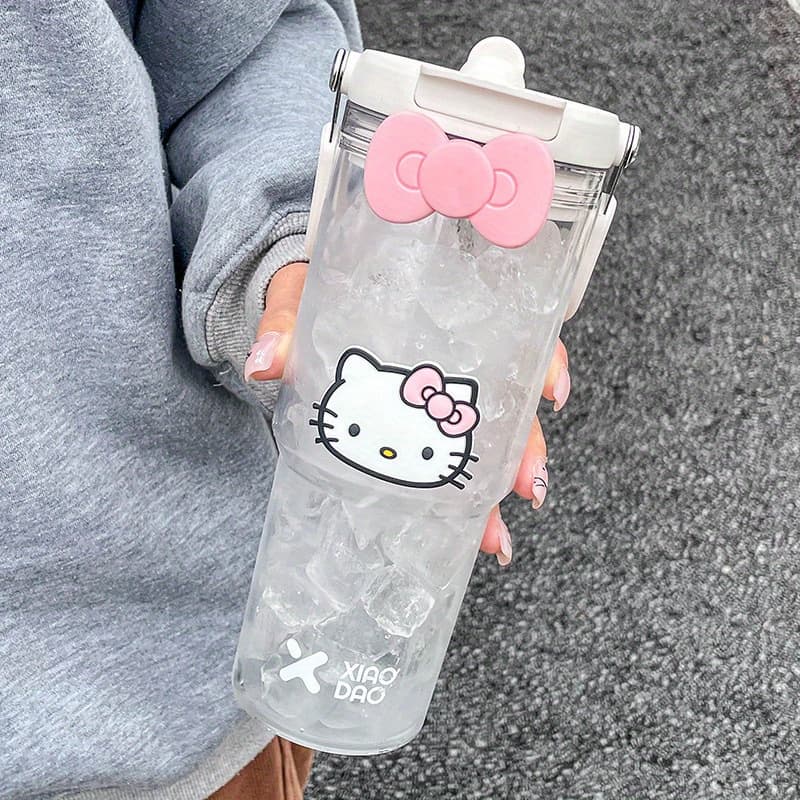 TEMU Hello Kitty Portable Outdoor Sports Water Cup Women's Summer Straw Cup Large Capacity Cartoon Direct Drinking Cup Plastic Cup