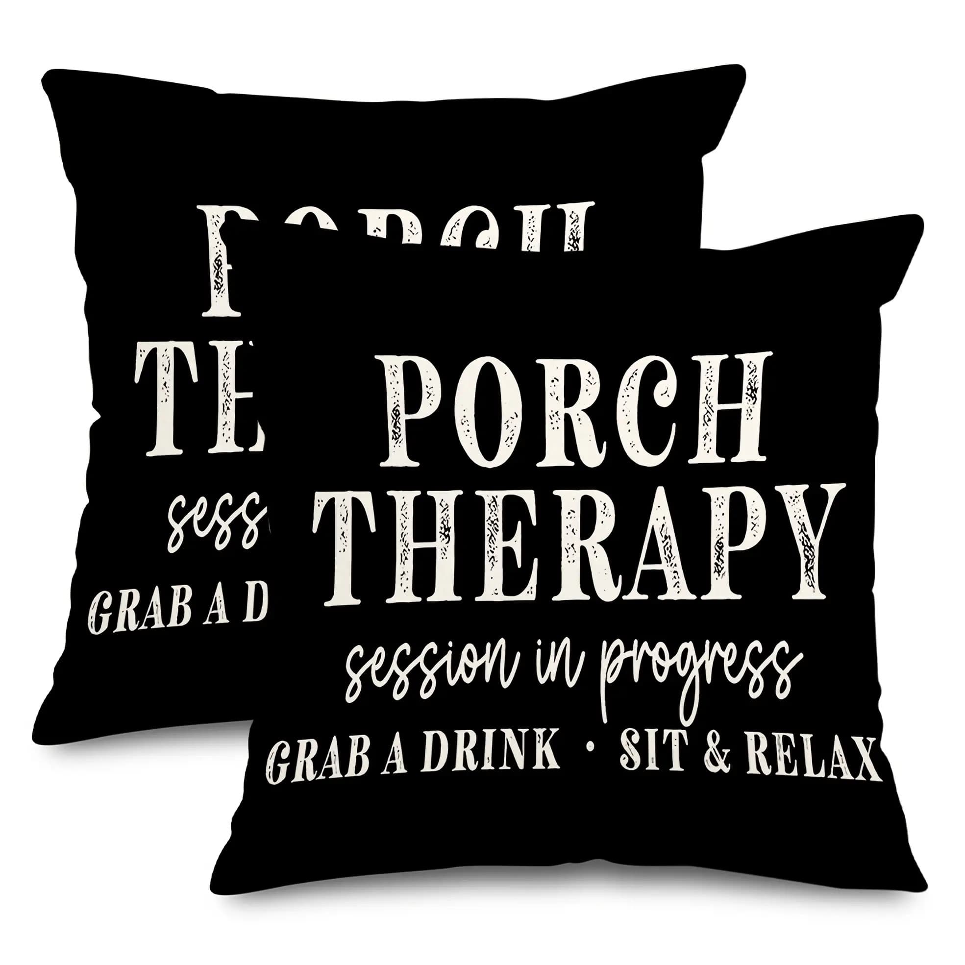 TEMU Set Of 2, Rustic Farmhouse Covers For Outdoor Relaxation, Black Decorative Pillow Cases For Front Porch And Patio, Ideal For Home Parties And Couch Decor, In Sizes 16x16, 18x18, And 20x20