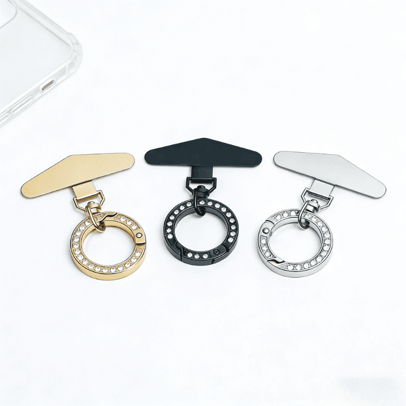 TEMU 3pcs Swivel Stainless Steel Phone Lanyard Clip With Shiny Metal Spring O Ring Keychain Phone Lanyard Connector Tabs Card Cell Phone Case Back Pad Gasket Fixed Metal Sheet