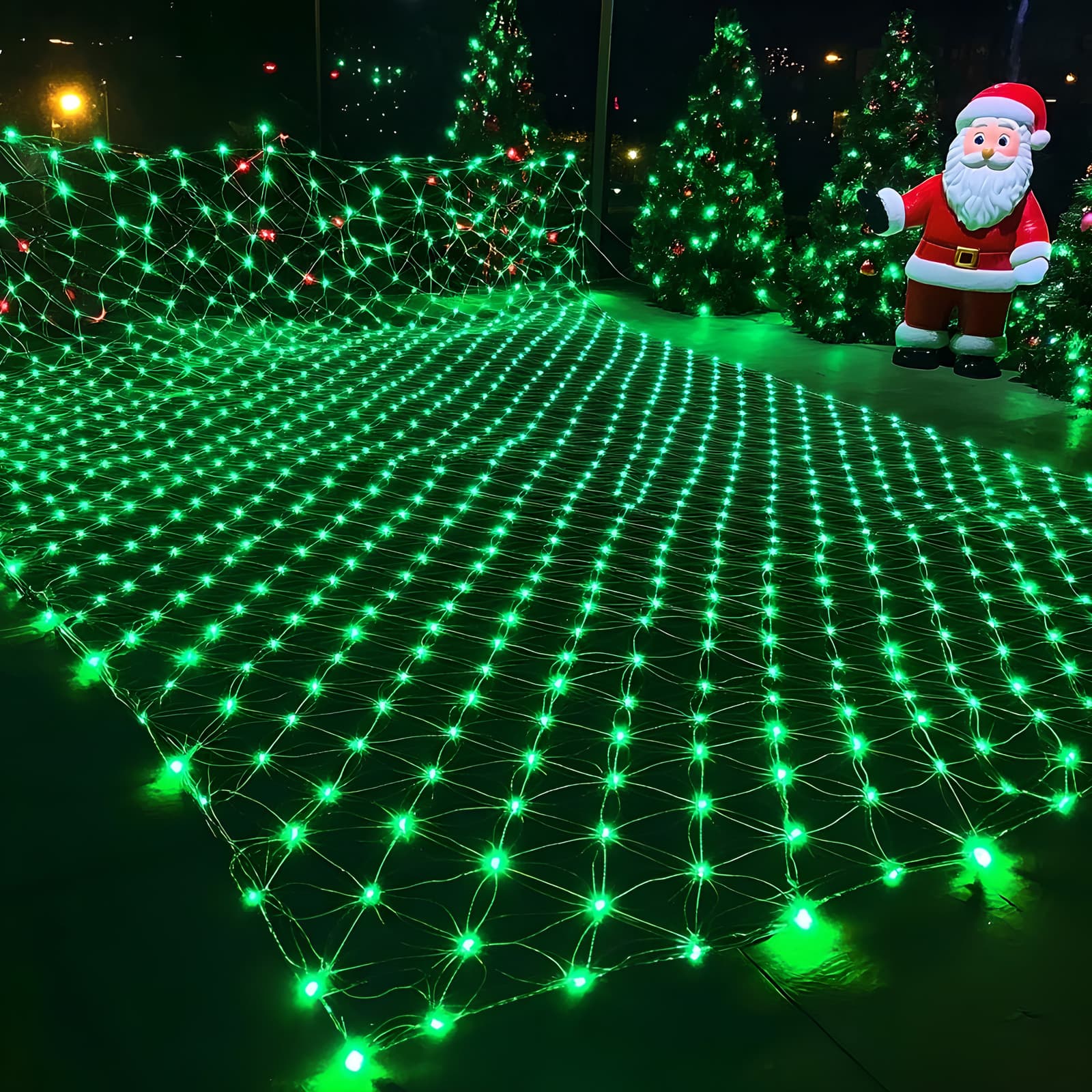 TEMU Green Outdoor Mesh Lights, 12ft X 5ft, 8 Lighting Curtain Lights, , For Doors, Walls, Yards, Shrubs, Garden Lawn Fences, 's Day Indoor/outdoor Decorations