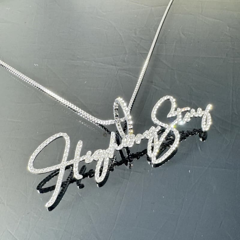 TEMU Personalized Name Necklace For - Cursive Letter & Initials Pendant, Full-synthetic Dioxide Pave Chain, Elegant Suitable For Girlfriend Gift, Birthday Or Valentine's Day Present, Wearable