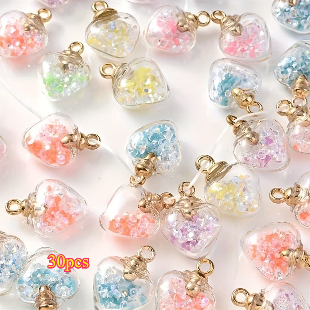 TEMU 30pcs/15pcs New High-quality Heart-shaped Colored , Suitable For Jewelry Earrings, Necklaces, Pendants, Ornaments, Mobile Phone Chains, Keychains, And Bag Pendants. Gift For . Christmas