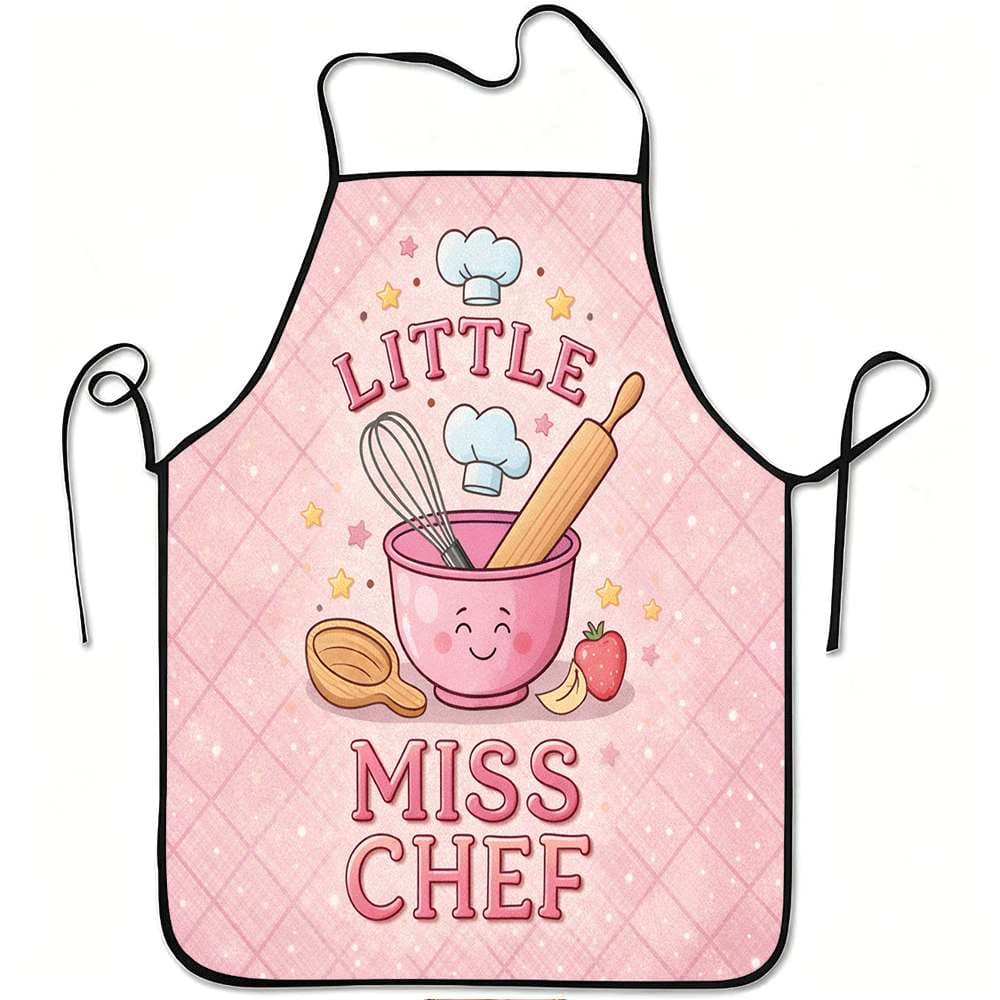 TEMU 1pc Little Girl Chef Apron, Sturdy And Durable With , Made Of Polyester, Suitable For Wearing During Kitchen Cooking, Gardening, Fruit Picking, Christmas, And Halloween