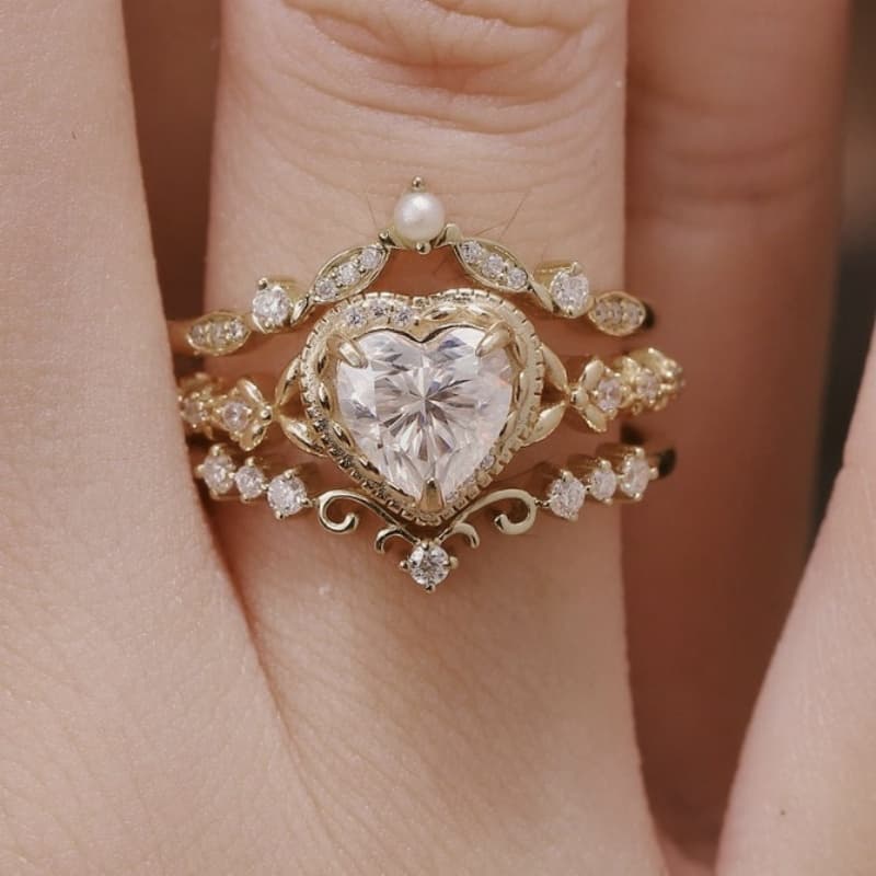 TEMU 3 Women's Layered Rings, Luxurious And Fashionable Jewelry, Inlaid With Synthetic Zirconia, Exquisite Valentine's Day Gifts For Beautiful Wives