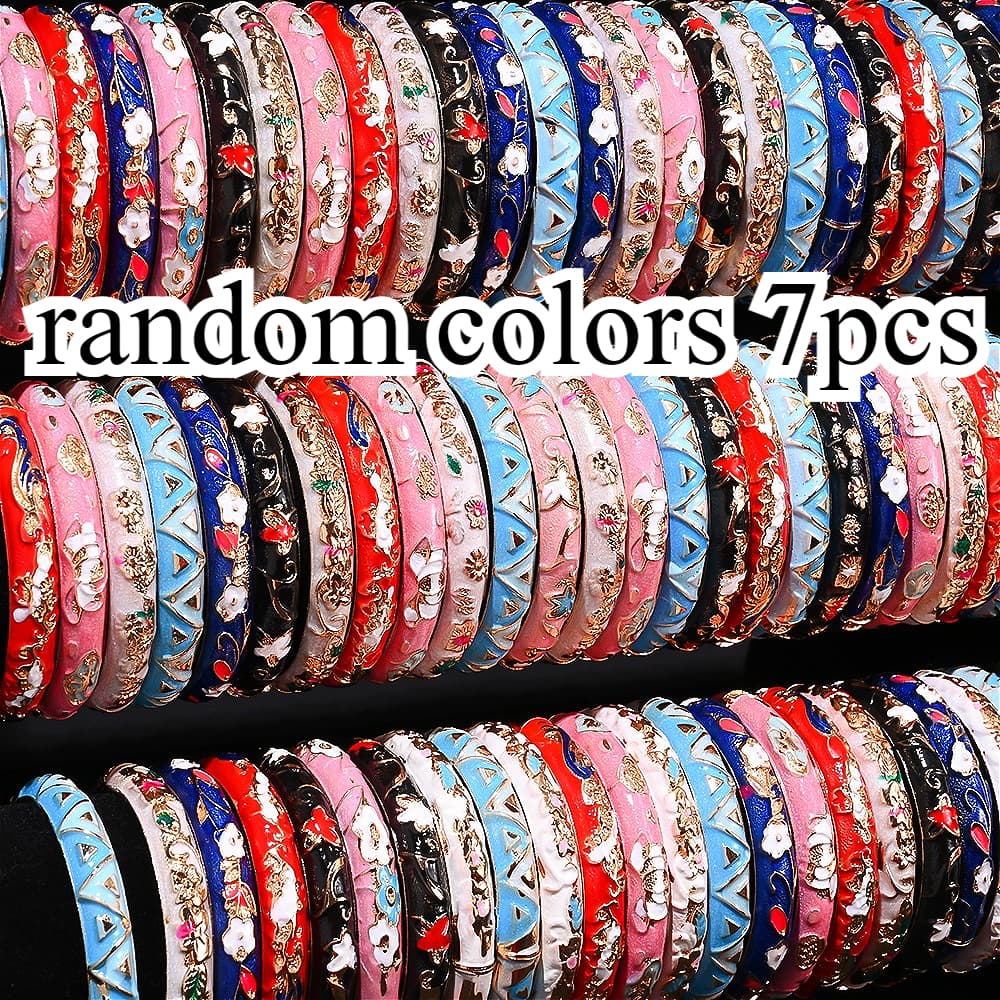TEMU 7pcs Ladies Bracelet Set, Random Colors, Exquisite Enamel Inlaid Colorful Bracelets, , Suitable For Women's Festivals, Daily Life, The Most Ideal Gift For