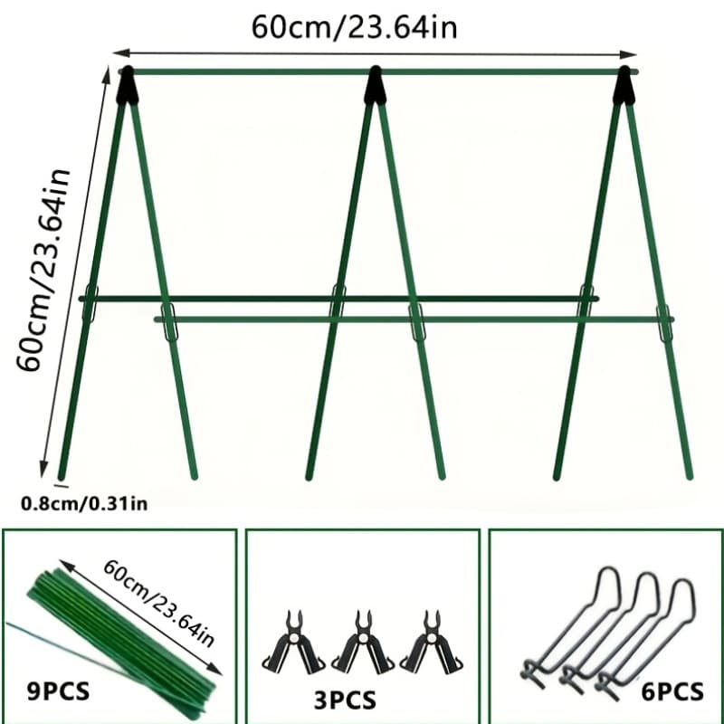 TEMU 18pcs Sturdy Metal Climbing Plant Garden Lattice, 3 6 Vertical Bars 3a Forks 6 Spring Buckles-very Suitable For , Beans And Tomatoes-durable Plant Support Frame