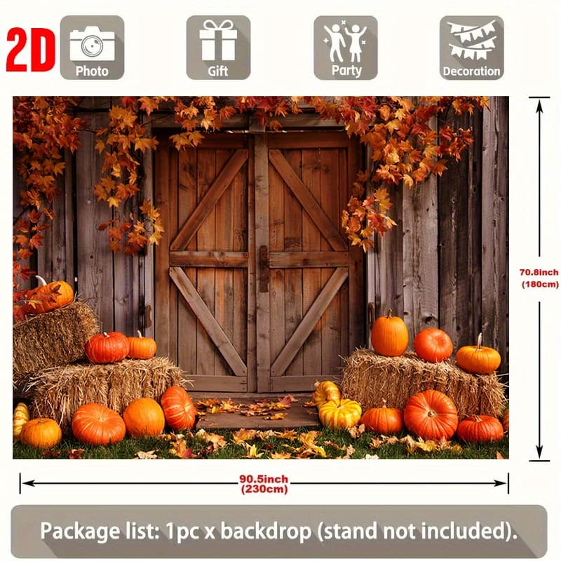 TEMU 1pc Of A Party Banner Featuring An Scene With Pumpkins, Hay , And . Ideal For Family , Weddings, Birthdays, Coming-of-age Ceremonies, Christmas, Thanksgiving