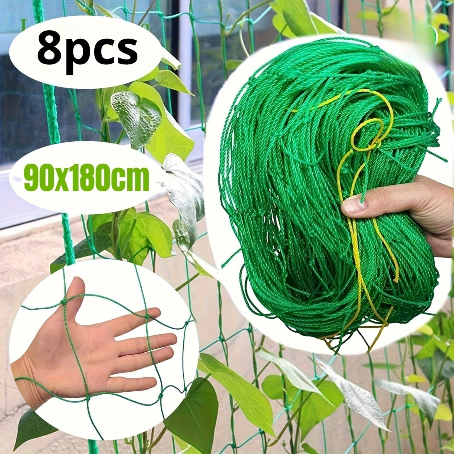 TEMU 8pcs 35.43x70.87 Inch Heavy Duty Garden Netting For Climbing Plants, Flexible Frame For Grapes, , Tomatoes, And Grapes, , For Climbing Plant Fences
