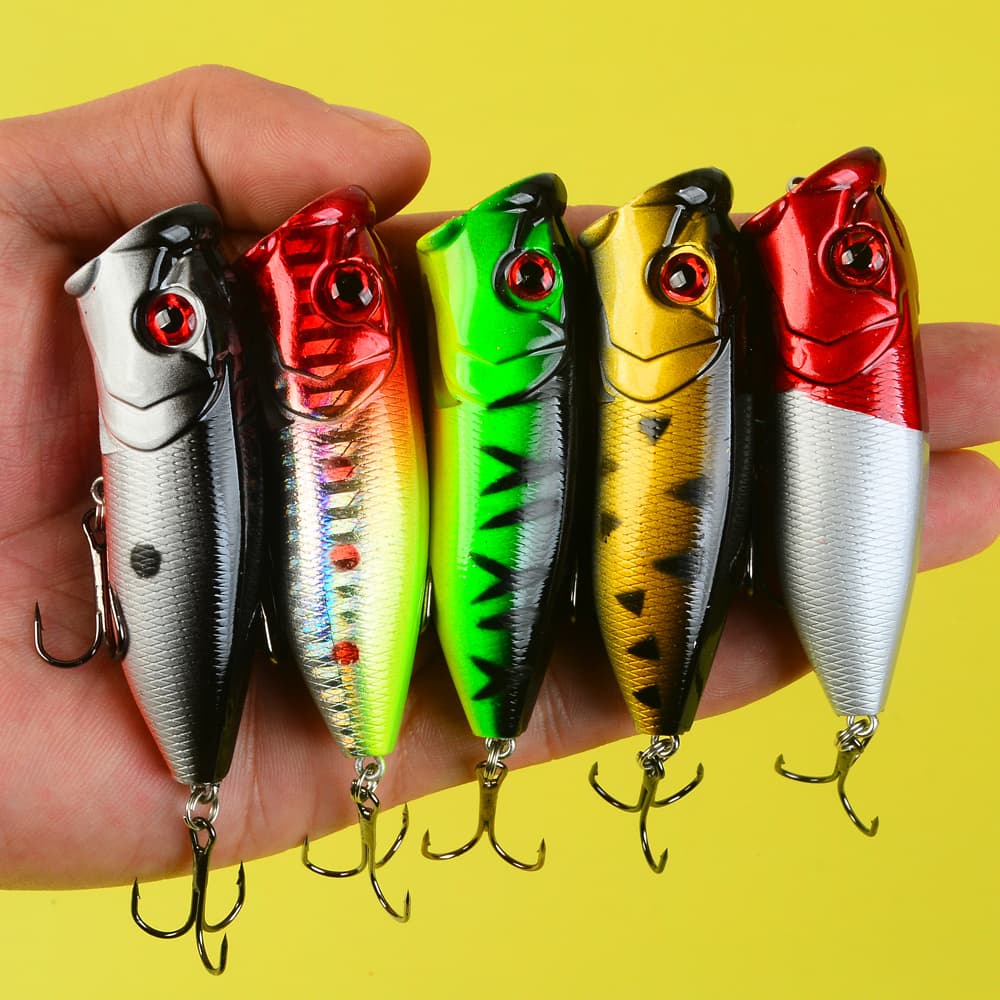 TEMU Topwater Popper Lure For , Pike, And - Hard Bait For Freshwater And Saltwater Fishing