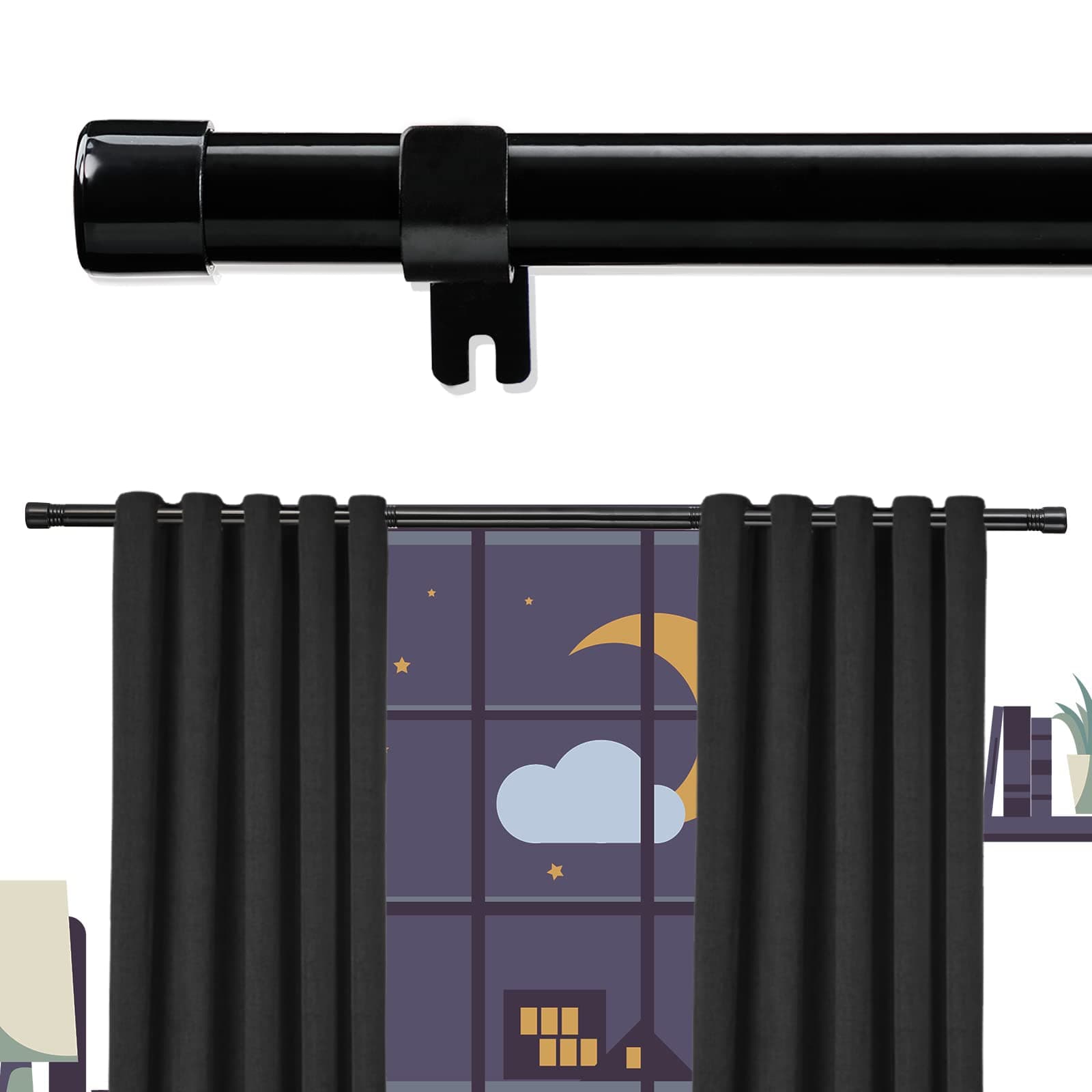 TEMU 1 Inch Heavy-duty Adjustable Curtain Rod Suitable For Patio, Bedroom & Living Room - Stainless With Adjustable Brackets, Extendable/trimmable Length () - /outdoor Curtain Rods