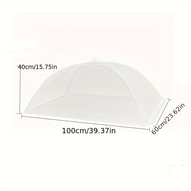 TEMU 1pc Lace Edge Foldable Food Cover, Large Mesh Fly Screen For Outdoor Picnics, Parties And Kitchen Use, Transparent Table Protector With Elegant Lace Design, 100.0 X 59.99 Cm