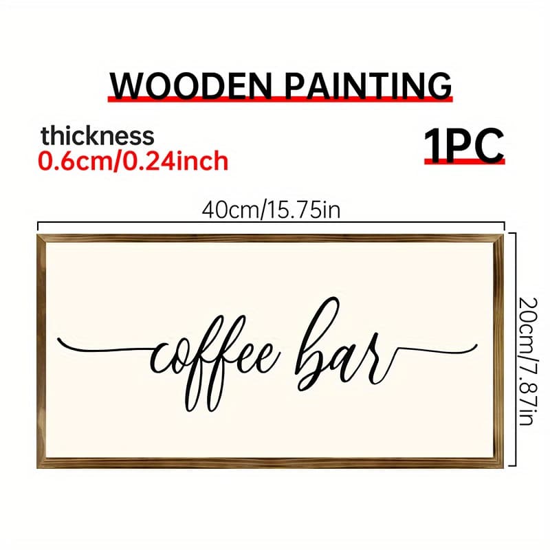 TEMU 1pc Wooden Sign Vintage "coffee Bar" - Rustic Desktop Decor, Home, Office, Bar - No Power Required, 8x16 Inch (20*40cm)