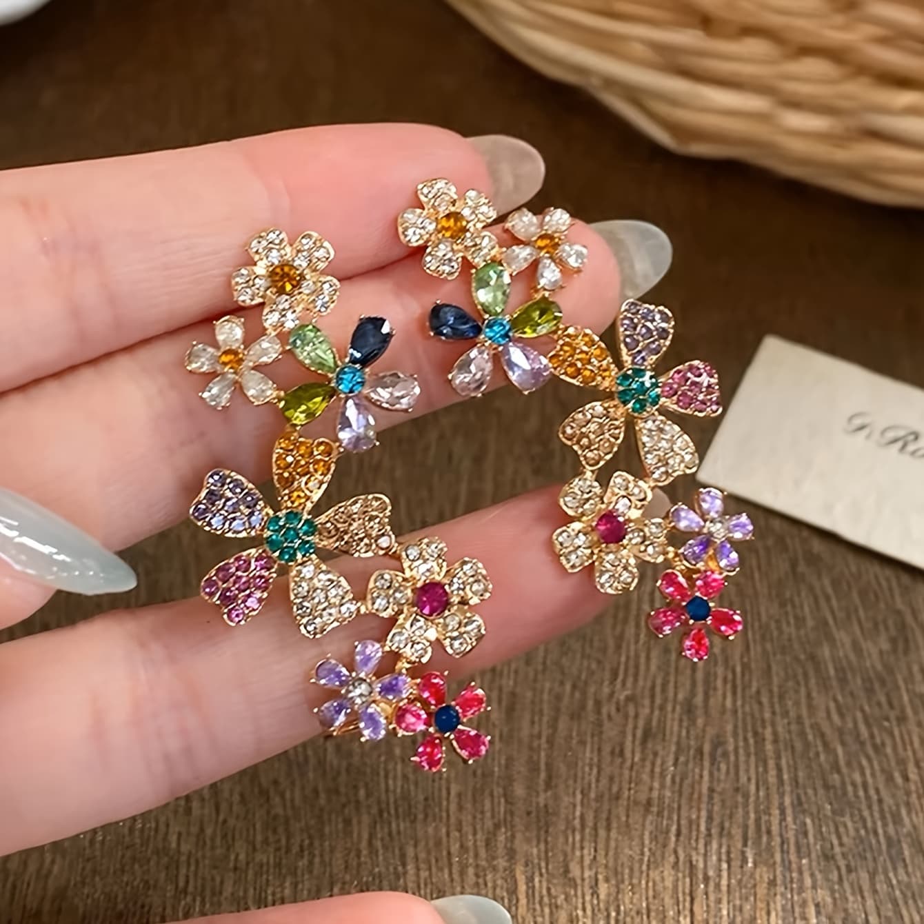 TEMU Pure Silvery S925 Colorful Floral Stud Earrings, Unique Party And Vacation Accessories, Detailed , Perfect For Daily Wear And Gifts, Fashionable Accessories, Enhancing
