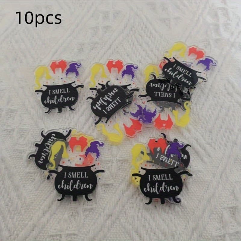 TEMU 10pcs Acrylic Halloween Witch Magic Pendants, Jewelry Making Earrings Necklace Keychain Additions