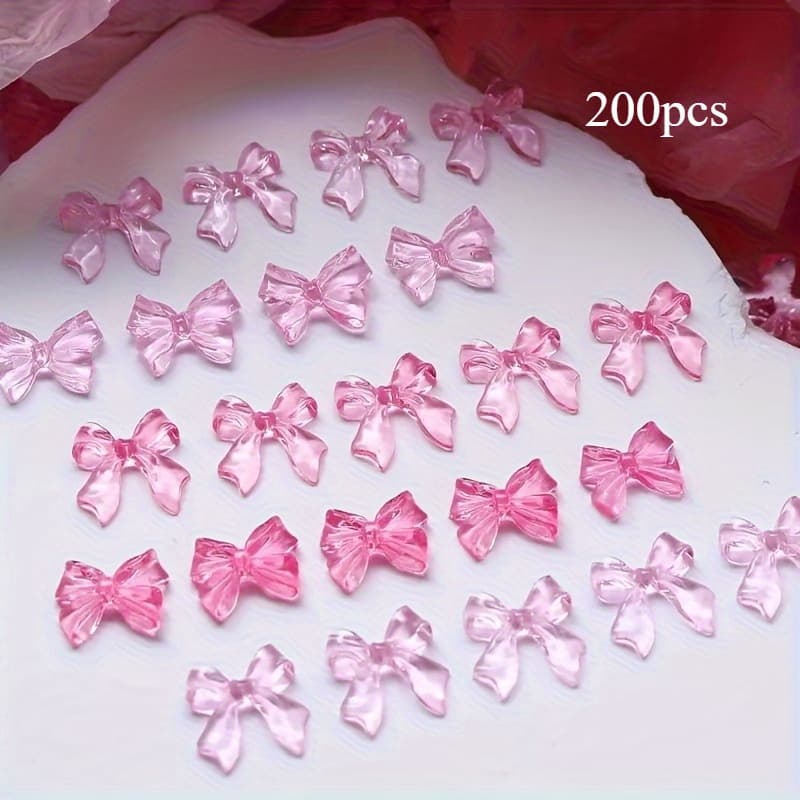 TEMU 200-pack Ribbon Bow Charms For Diy Crafts, Unscented Plastic Bow Embellishments For Jewelry Making, Keychain And Accessories Crafting