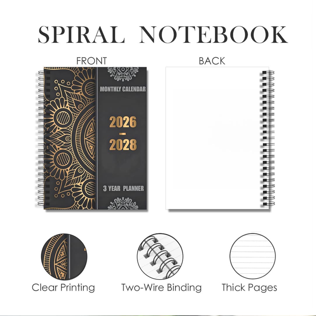 TEMU 1 Compact And Portable Notebook: Including 3 Categories: Three-year Monthly Planning Manual, 2026-2028 Notebook, And Workplace Notebook; The Internal Page Includes An Annual