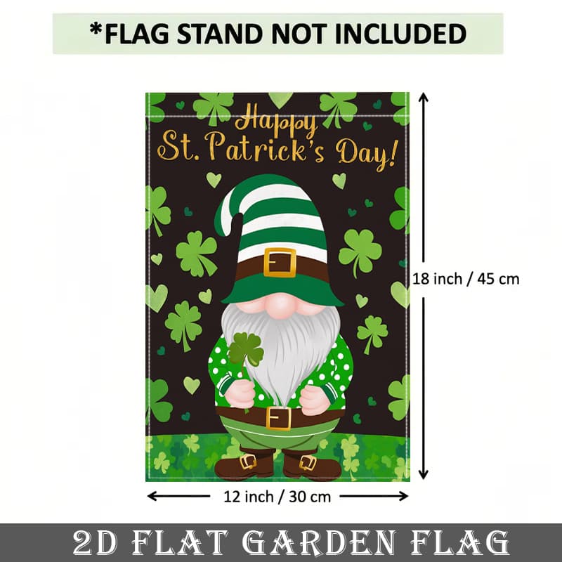 TEMU 2d Flat - 2d Flat - Single Piece Of A 2d Flat Banner Featuring And White Gnome For 's Day, Designed To Wish A Happy 's Day! This Double-sided Garden Flag For Outdoor Use, Measuring 12x18 Inches