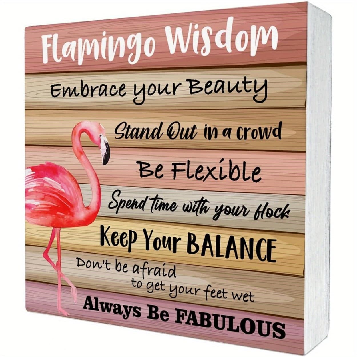 TEMU Flamingo Welcome Sign Flamingo Wisdom Pvc Sign Inspirational Flamingo Decorative Sign For Home Desk Shelf