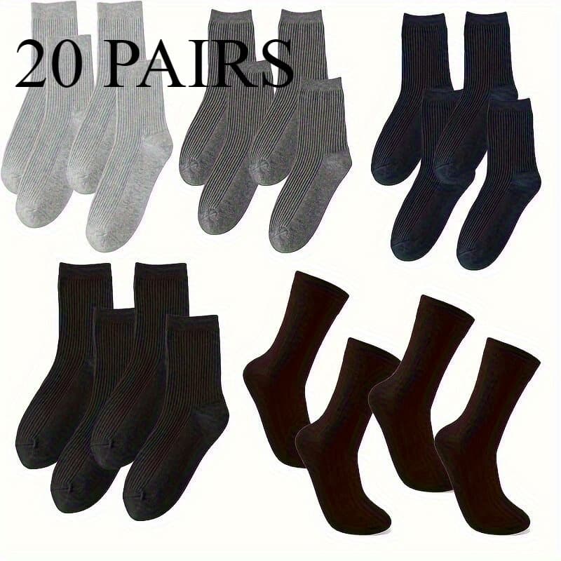 TEMU Random Color-20 Pairs Of Men's Socks That Are Sweat-absorbing, Easy, Comfortable, And Breathable, Suitable For Daily Wear And Outdoor Sports In All , Sweat-resistant