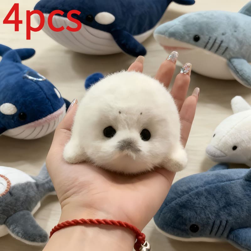 TEMU 4 Pack Plush Keychains| Soft Stuffed Animal Hanging Ornament Backpack Purse, Ocean Theme, Suitable For Women, Pendant Cute Key Chains Key Chain Kit