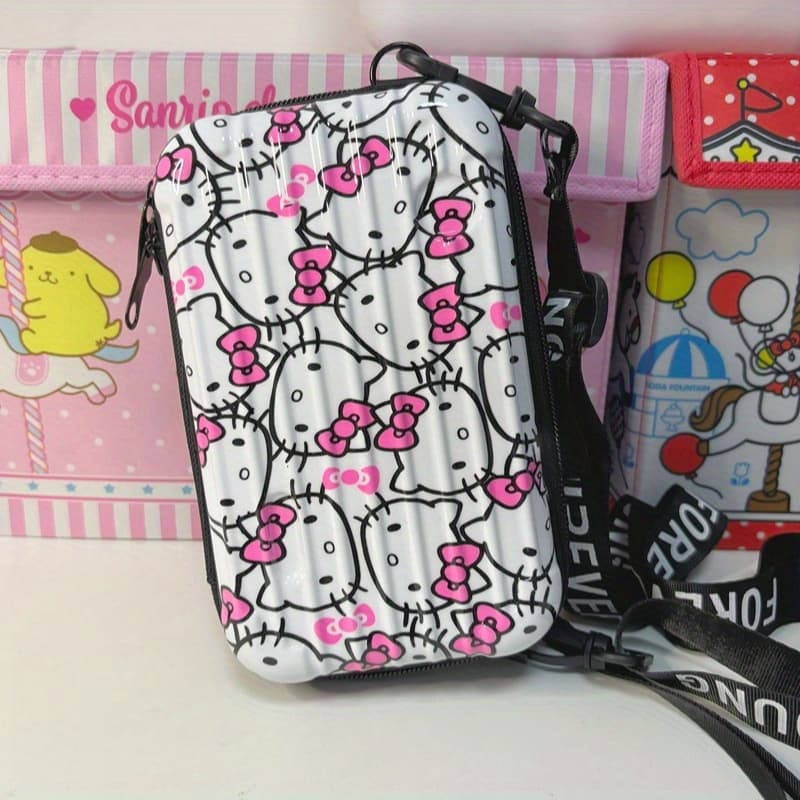 TEMU Cute Kt Mini Suitcase Bag, Hard Shell Cosmetics Case Mini Body Bag Mini Hard Shell Suitcase With Detachable Grip Rope And Shoulder Strap