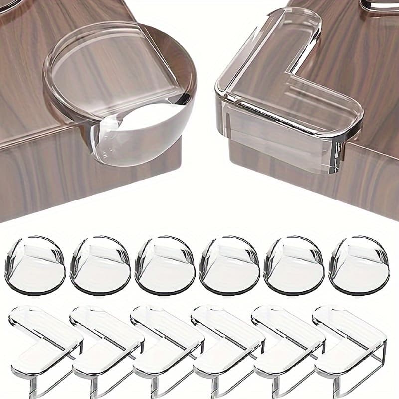 TEMU 12pcs Set Of Transparent Silicone Corner Protectors- Strong Adhesive Safety Bumpers For Coffee Tables And Furniture Edges, In L-shaped/round Options