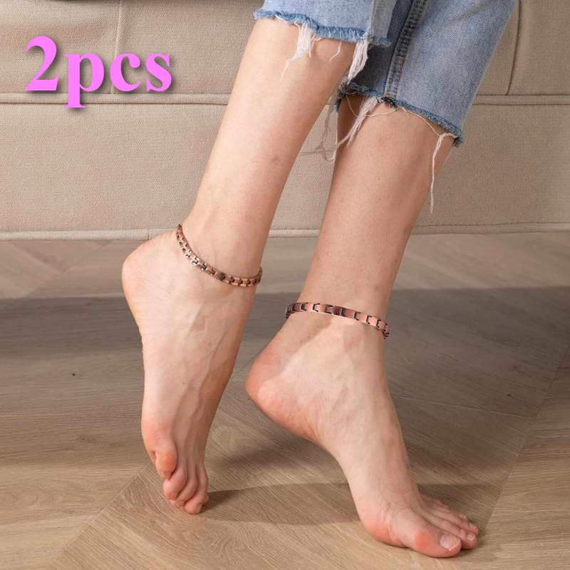 TEMU 2pcs Women's Magnetic Copper Anklet, Adjustable Length With Sizing Tool, Jewelry Gift