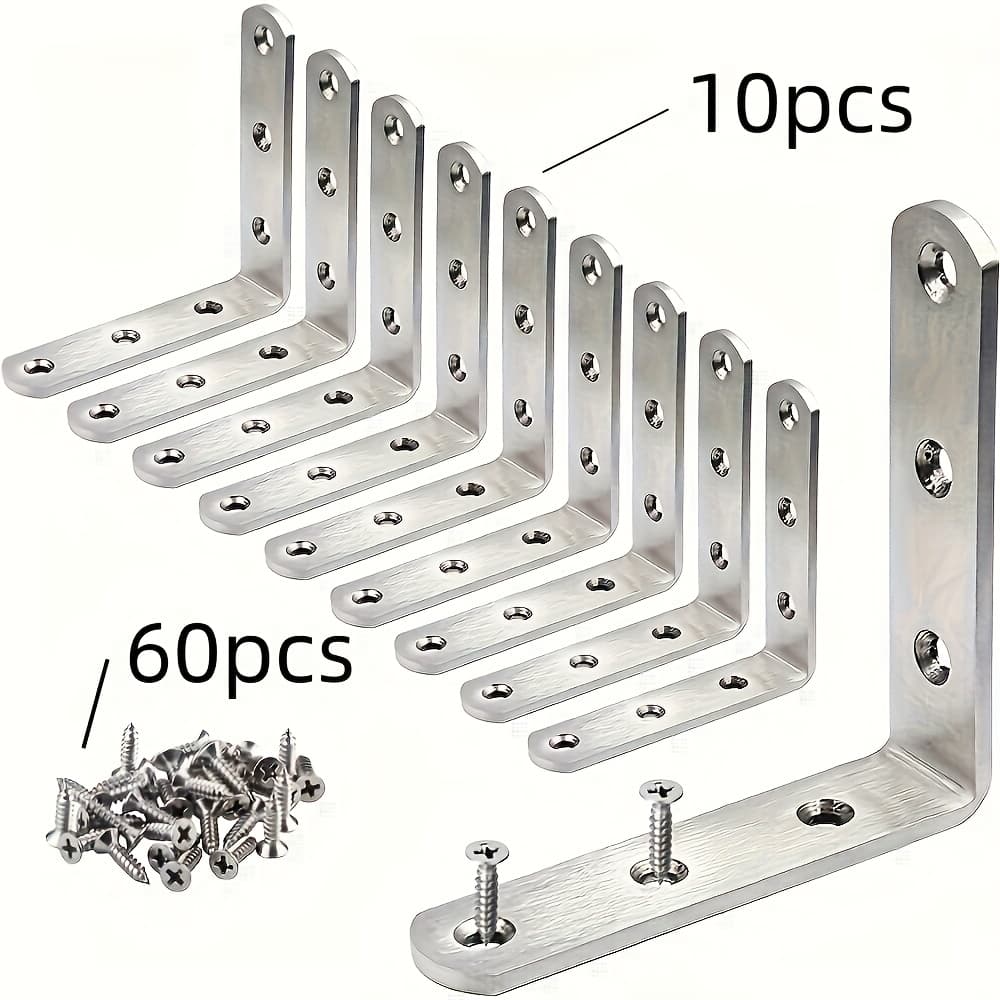 TEMU 70pcs Set Corner Code 90 Degree Right Angle Bracket L-shaped Fixing Parts Support Holder Furniture Connection Piece Corner Iron Reinforcement
