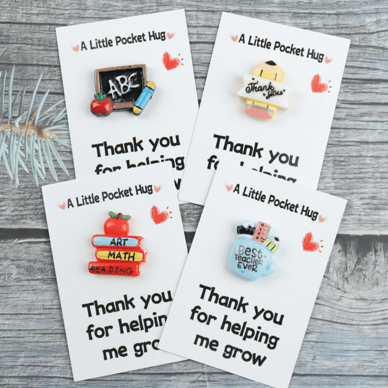 TEMU 4pcs "thank You For Helping Me Grow" Hug Greeting Card Set With Inspirational Gifts Suitable For Graduation Season, Thanksgiving, Teacher's Day Gift