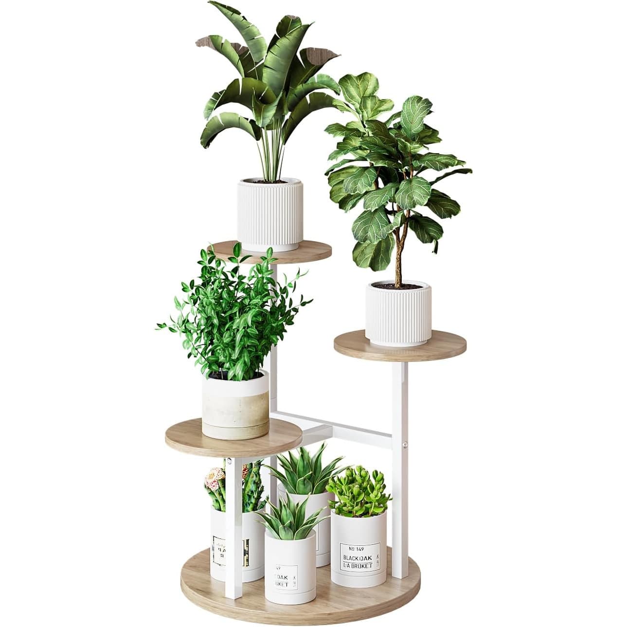 TEMU Five-tiered Metal Plant Display Suitable For Indoor And Outdoor Use, Collapsible Corner Shelf Designed For Plants, Flower Pot Holder For Showcasing In Living Rooms, , Gardens, And Patios