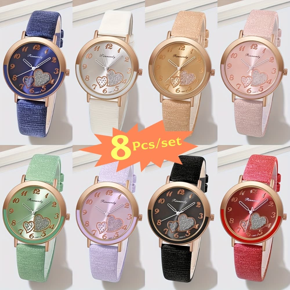 TEMU 8pcs/ Set Shiny Watch Candy Wrist Watch For Ladies, Match Different Daily Outfits, Birthday Christmas New Year Gifts