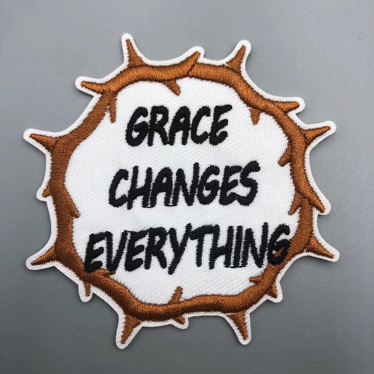 TEMU 1pc "grace Everything" Iron-on & Sew-on Patch Suitable For Clothes, Jackets, Hats, Bags - -based Multicolor Lettering With Hot Melt Or Needle Application, Diy For Apparel