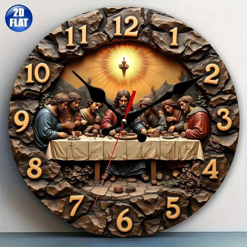 TEMU Silent Battery-powered Last Supper Christmas Wall Clock Ideal For Home And Bedroom Decoration Gift