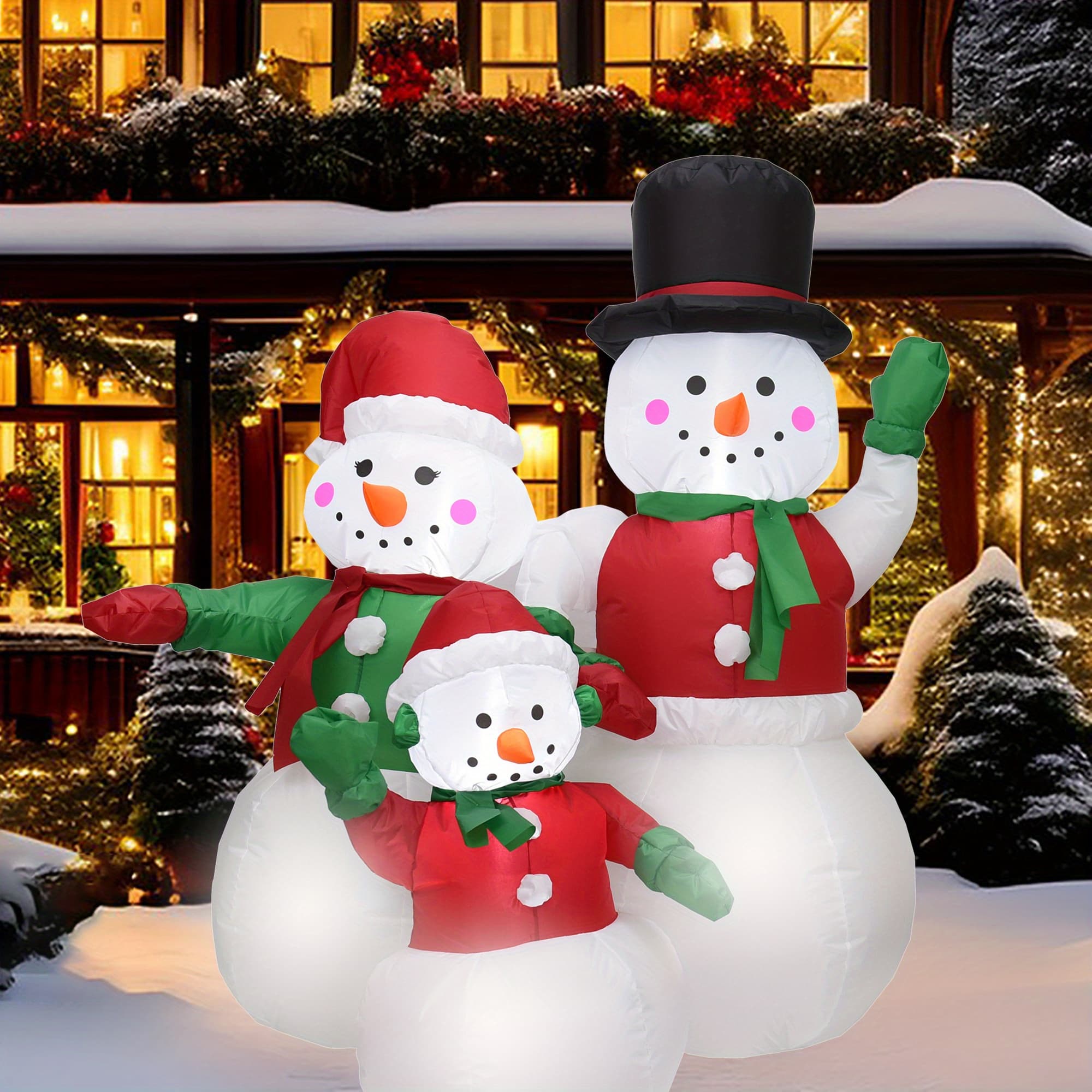 TEMU 1pc 4.92ft Christmas Inflatables Snowman Family Outdoor Decorations Blow Up Yard Decor Snow For Man Built-in Bright Led Lights For Xmas Holiday Party Garden Patio Lawn Indoor