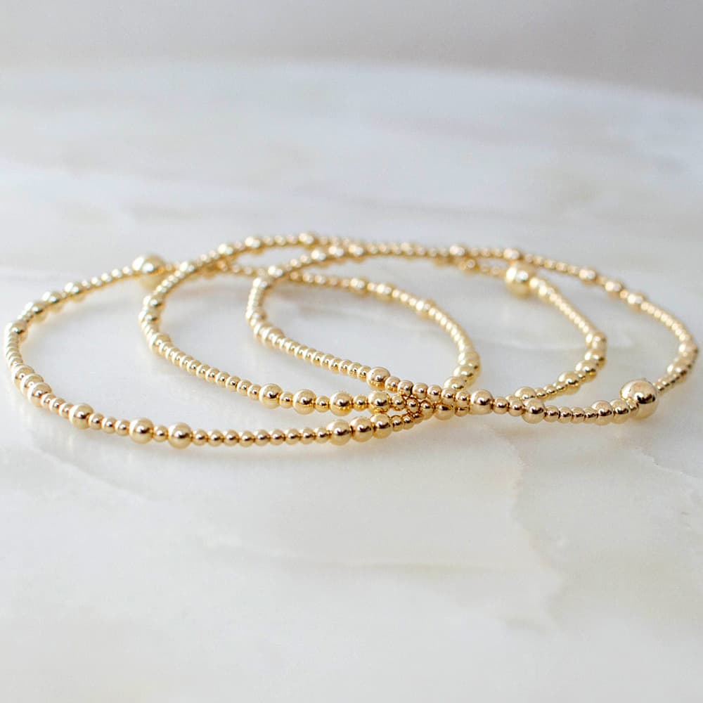 TEMU 3pcs Women's Bracelet Set, Bohemian 2/3mm Mixed Metal Copper Beaded Bracelet Trio For Men And Women' Layering