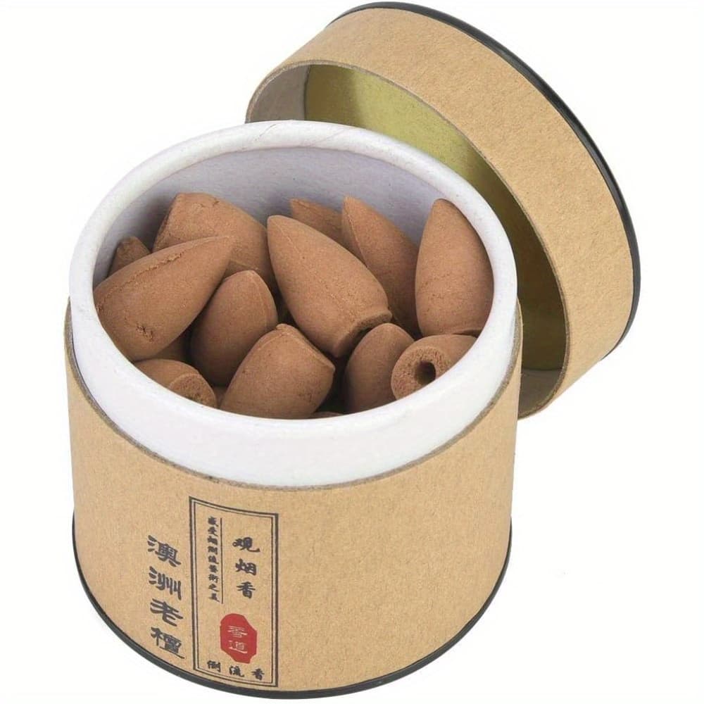 TEMU 40pcs Packs Natural Wood Base Backflow Smoke Incense Cones - Sandalwood Incense Suitable For Relaxation, Yoga, Meditation - Burn For Home Meditation Practice