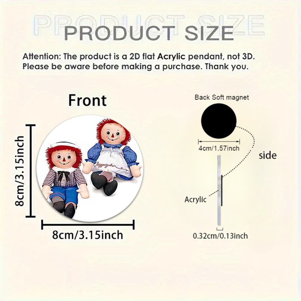 TEMU 2d Flat, Refrigerator Decoration - 1 Ann Refrigerator Magnet - Retro Classic Rag With And Nose - Round Bracket Suitable, Durable Rubber Soft Magnet Material - 2d Flat Printing, For Refrigerators