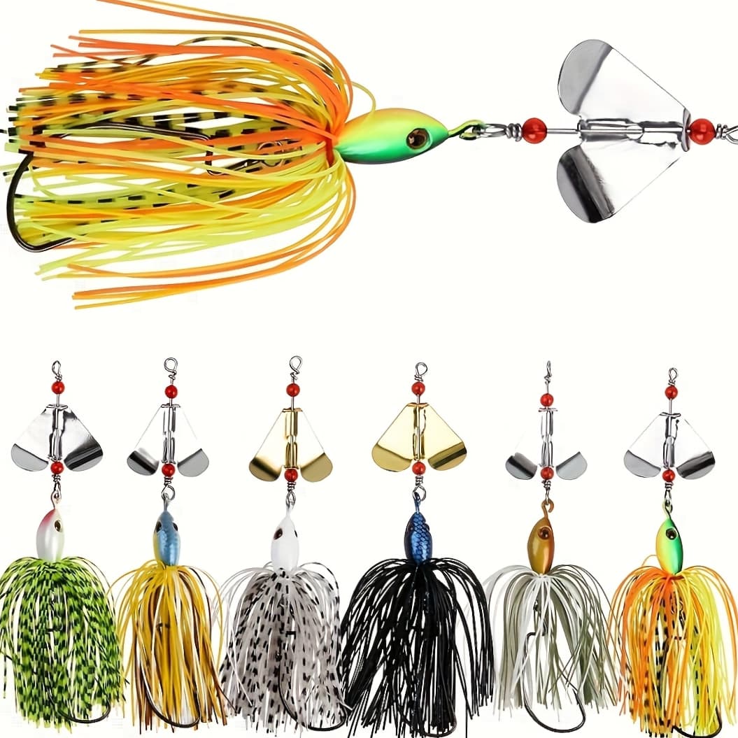 TEMU 6pcs Spinner Bait Set For Lure Fishing- Includes Metal Spinner Baits For , Salmon More- Ideal For Medium To Large Fish