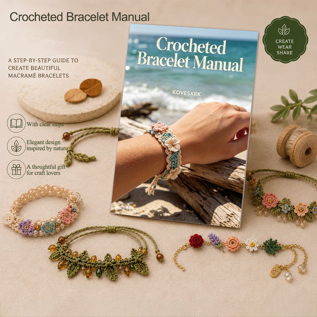 TEMU 1pc Crochet Bracelet Pattern Manual | Beach Style Cover Design | 5.5x8.3 Inches | Includes Tutorials | Master Crochet, Techniques To | Holiday Gift