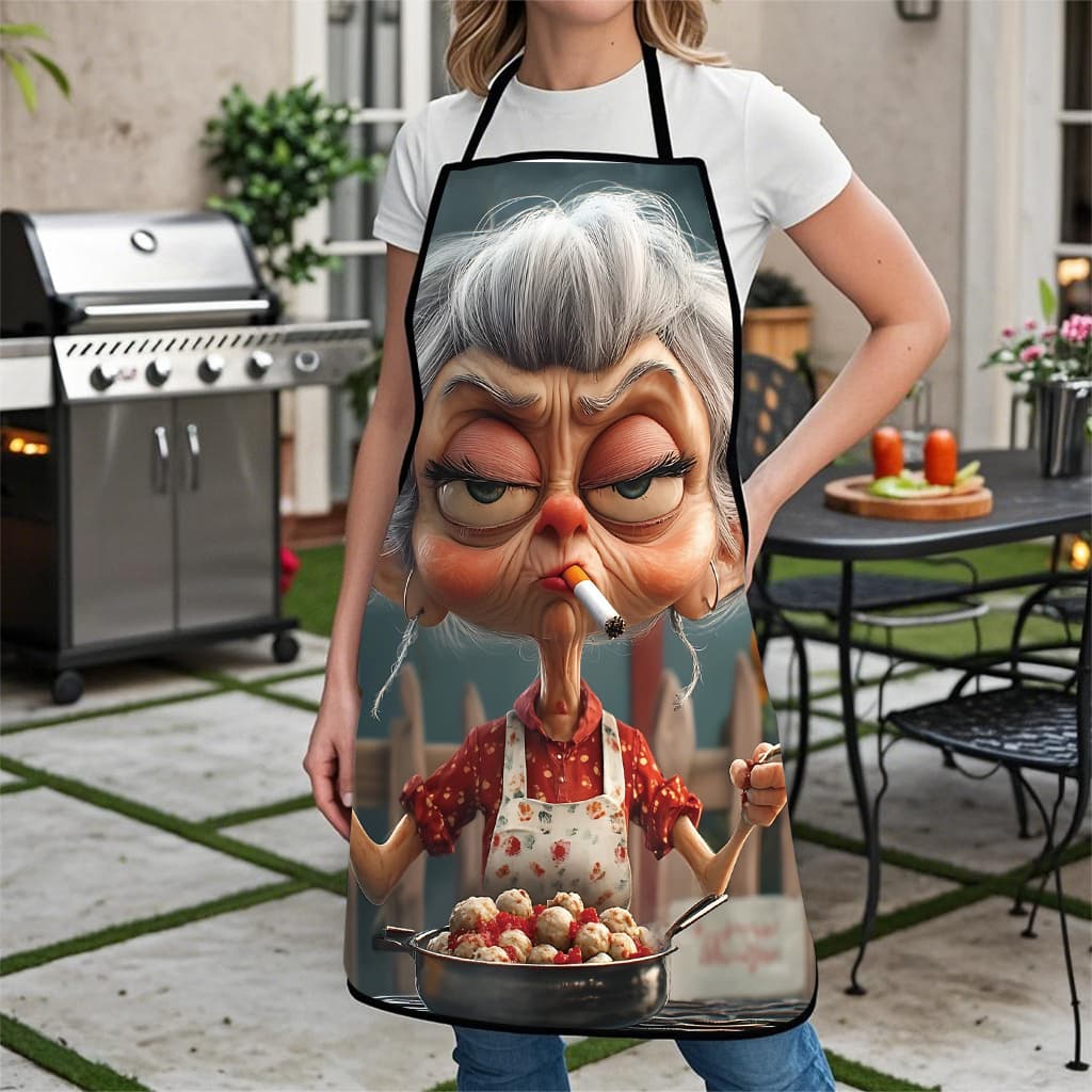 TEMU Fashion Funny Apron Featuring A And Humorous Grandma Design | Suitable For Use By Men And Women Kitchen, Unisex Universal, Polyester