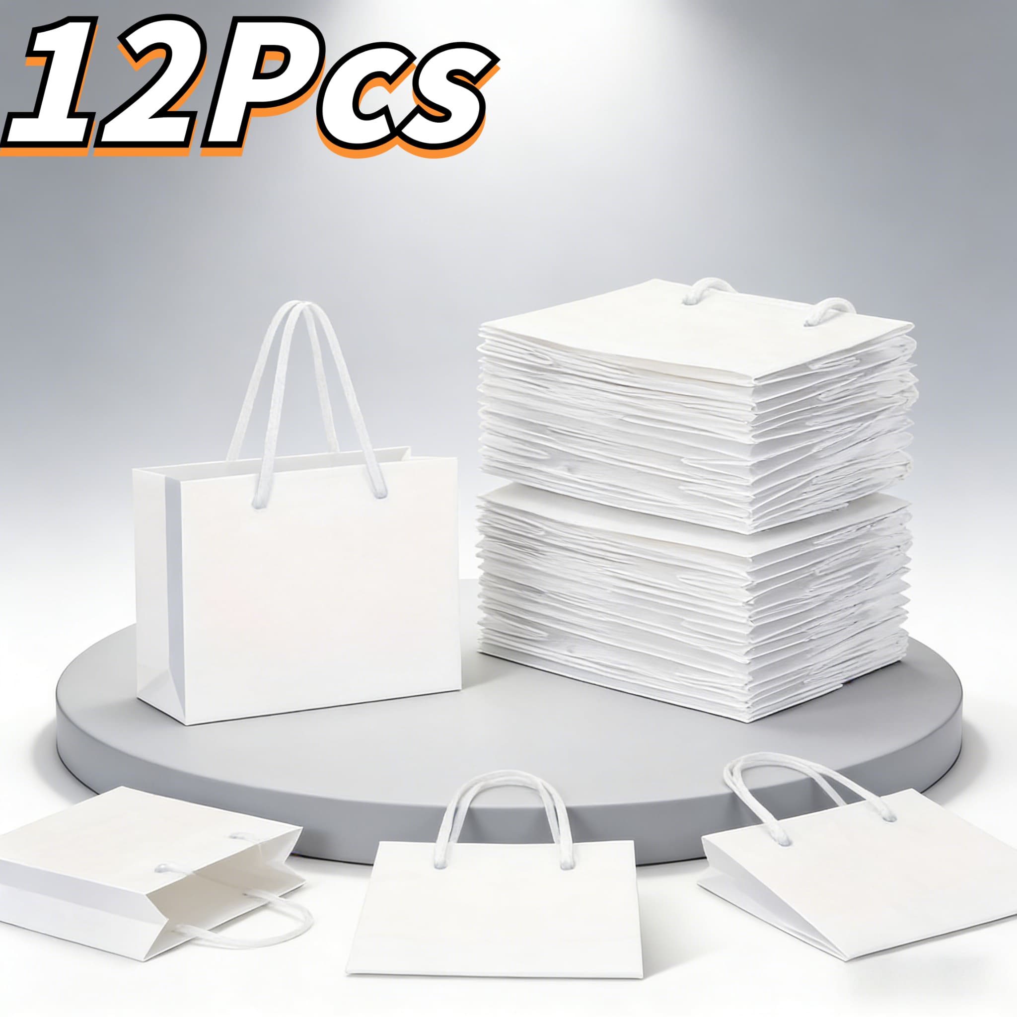 TEMU Gift For Her/him 12pcs White Mini Gift Bags With Handles - Elegant Solid Color Packaging For Wedding Favors, Birthday Parties, And For Event Planners And Craft Enthusiasts